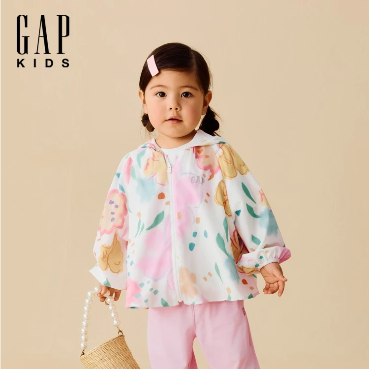 【大小童同款】Gap女童2025夏季新款logo连帽外套766446/766444