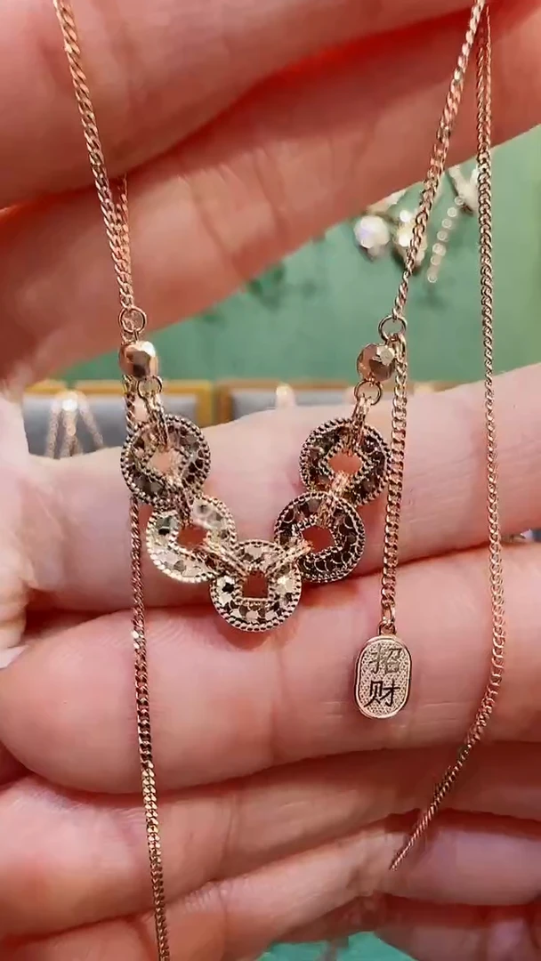 【闪购商品】18K金套链18K金爆闪铜钱套链