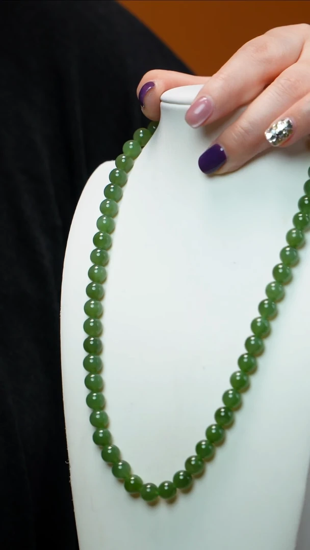 和田玉（碧玉）未镶嵌项链碧玉项链7-8mm多样性发其一