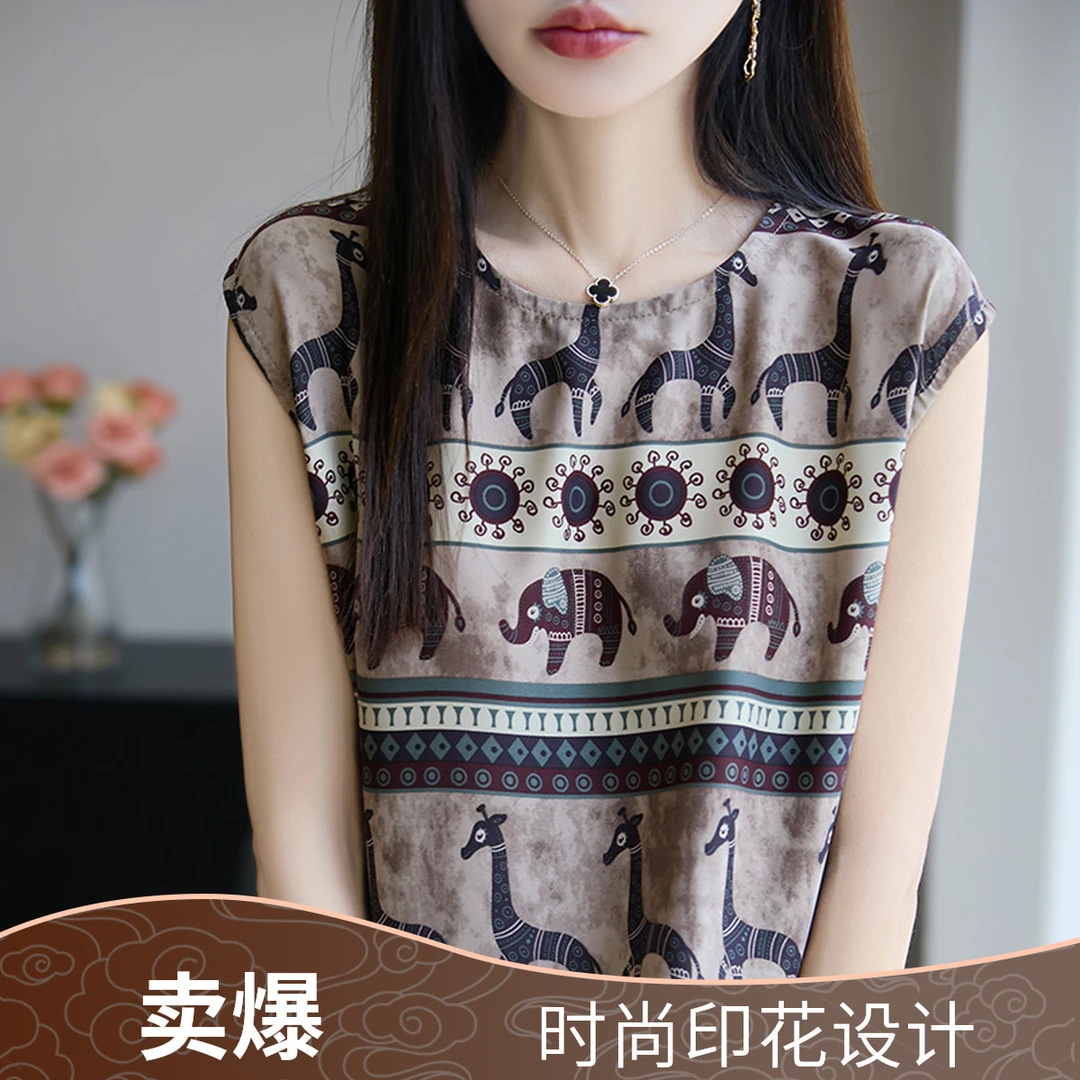 哥弟阿玛施正品夏季新款宽松型缎面双面穿背心百搭文艺复兴风小衫