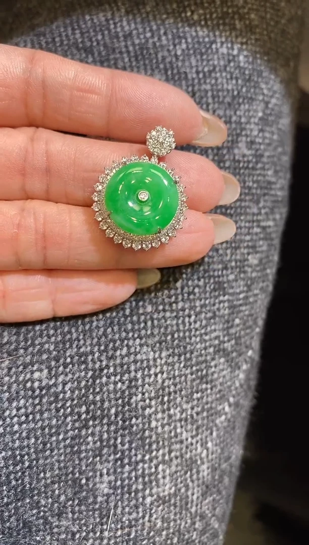 吊坠(不含链)18K金镶嵌翡翠奇*平安扣