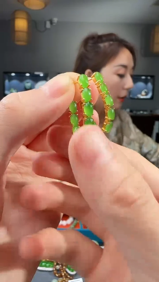 和田玉银S925镶嵌耳饰1