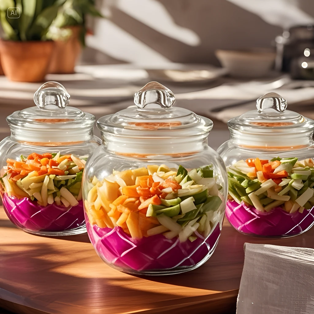 【650ml三只装】家用玻璃泡菜密封罐茶叶罐腌辣椒储物罐