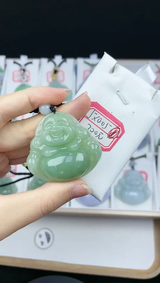 翡翠未镶嵌颈饰孤品5X005冰葡萄肉大佛+送同款绳子