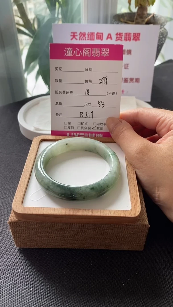 翡翠手镯未镶嵌53圈口  编码B519