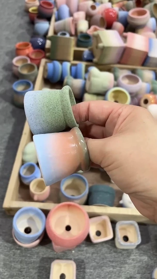 麦饭石粗陶多肉花盆两个