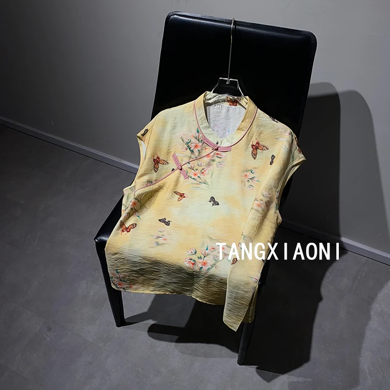 2店 【夏日小花束】 浅鹅黄盘扣上衣