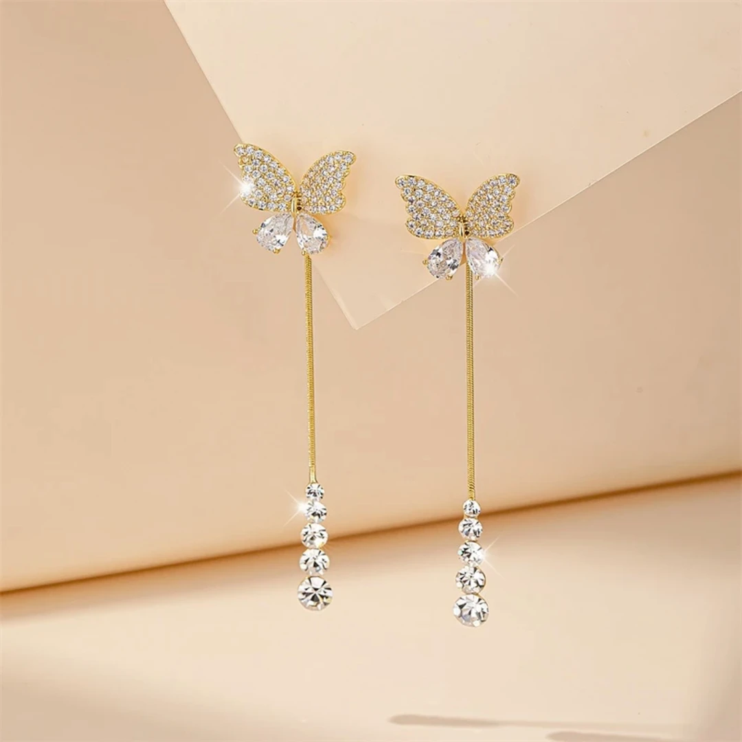 合金耳饰 蝴蝶流苏气质独特耳环2025年新款高级感轻奢耳饰女C372