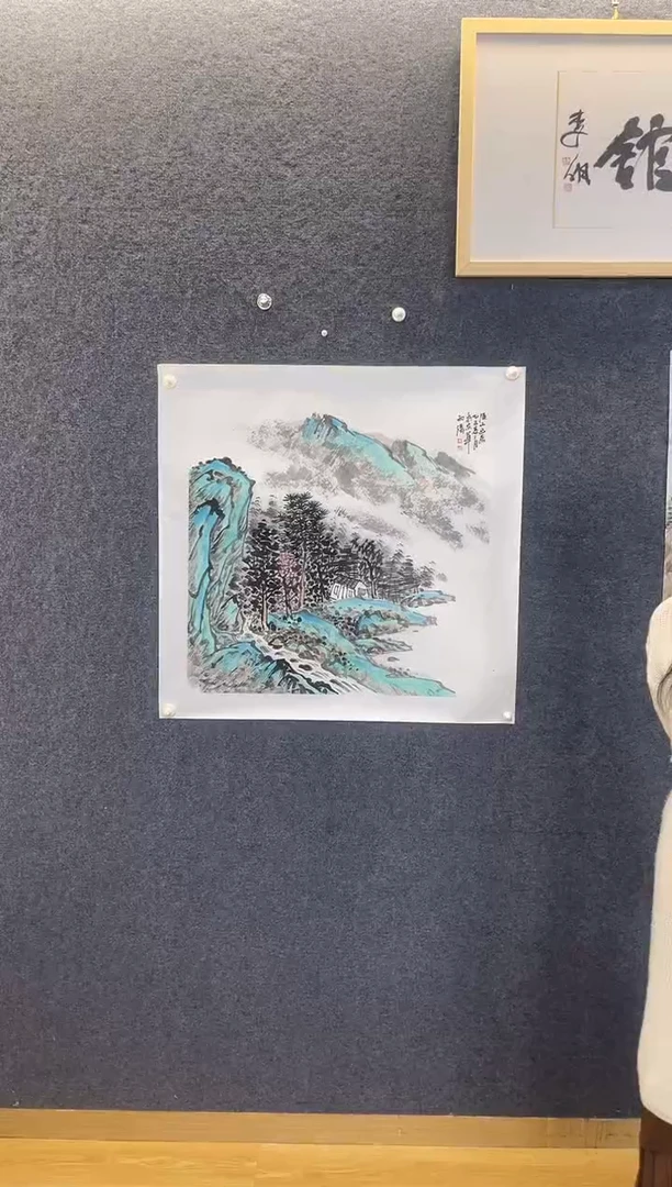 国画8735李西W溪山幽居四尺斗方拖底