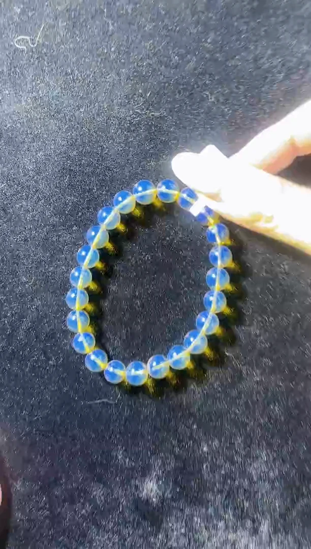 未镶嵌蓝珀珠宝奇石顶级蓝8手串