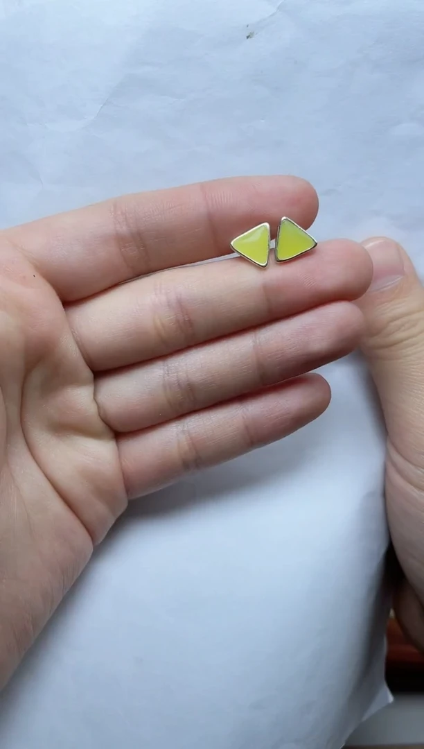 【闪购商品】和田玉耳饰银S925镶嵌三角耳钉06