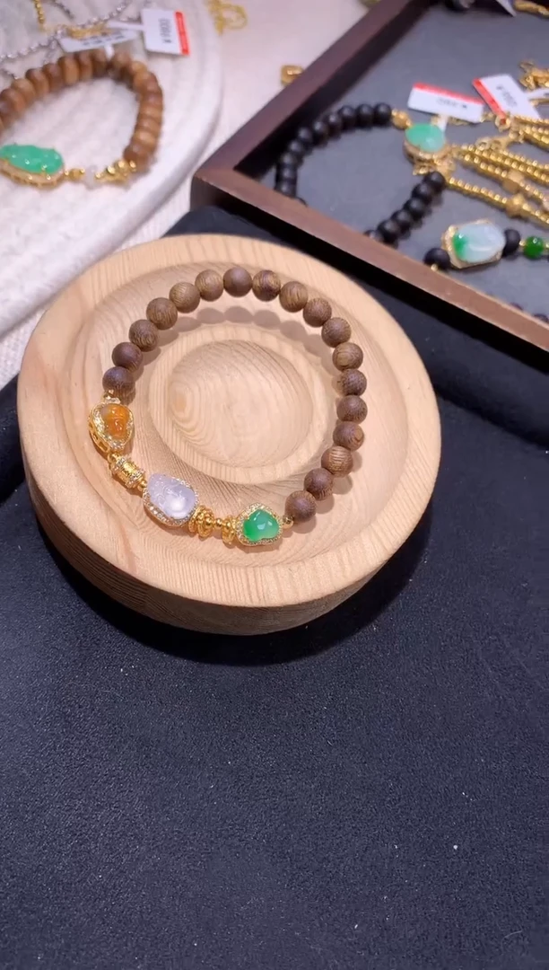 银S925镶嵌手串翡翠手串