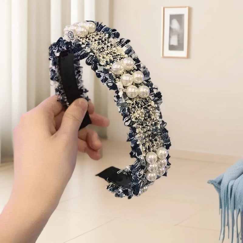 韩国复古小香风毛边发箍气质百搭外出发卡头箍压发防滑1551