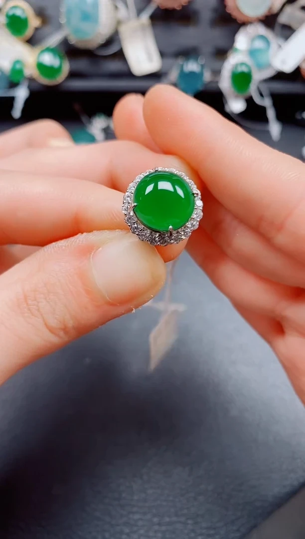 银S925镶嵌戒指翡翠翡翠