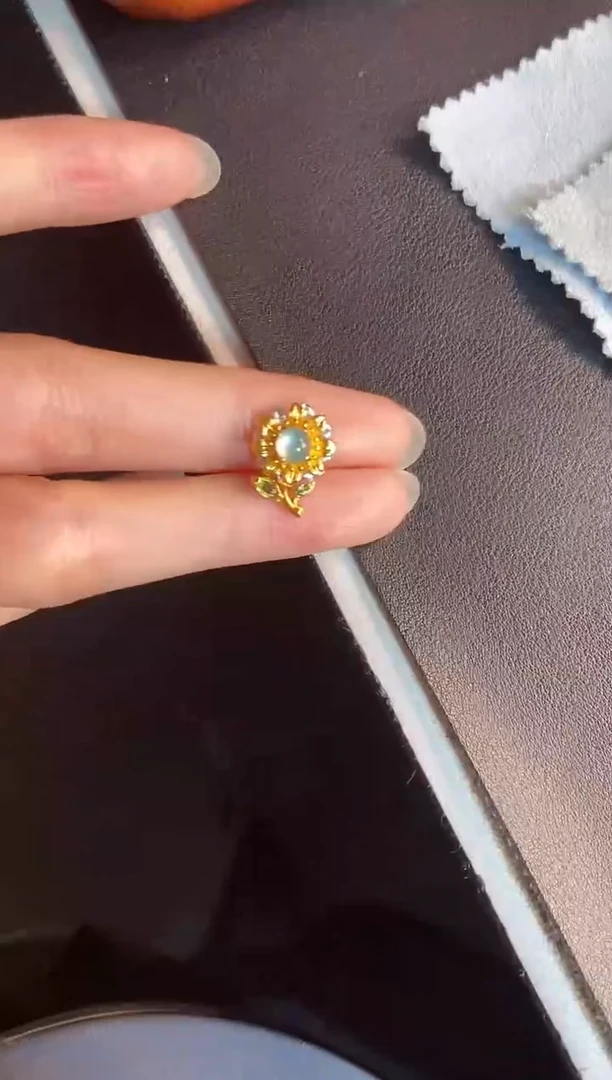吊坠(不含链)银S925镶嵌翡翠天然A货翡翠
