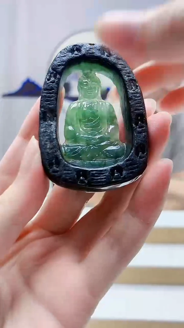 未镶嵌定制翡翠4917zm-毛货挂件佛17