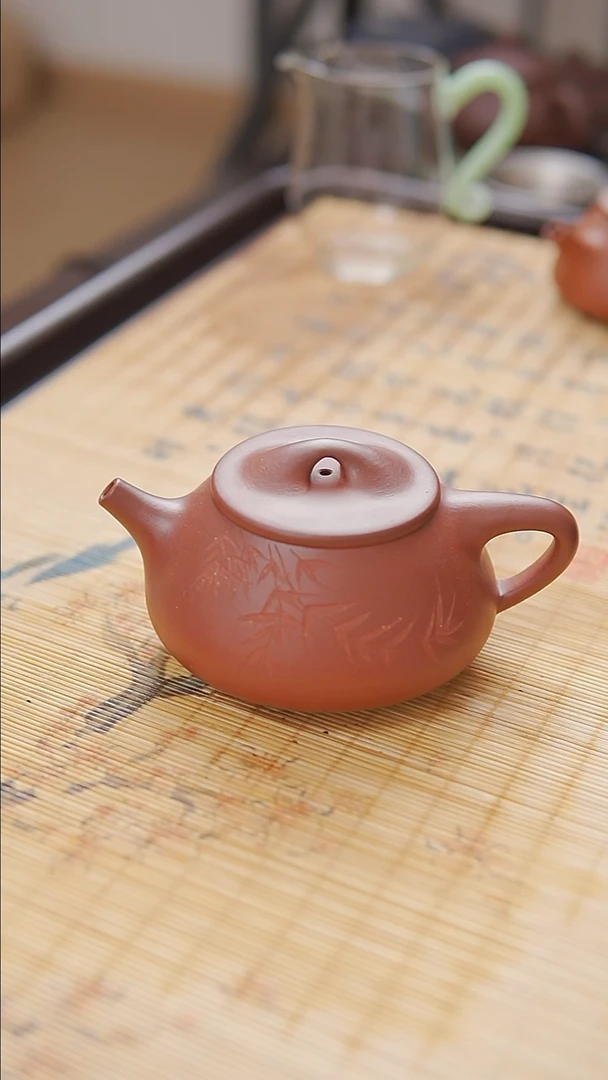 茶壶紫砂清水泥  半手工  景舟石瓢壶    竹子