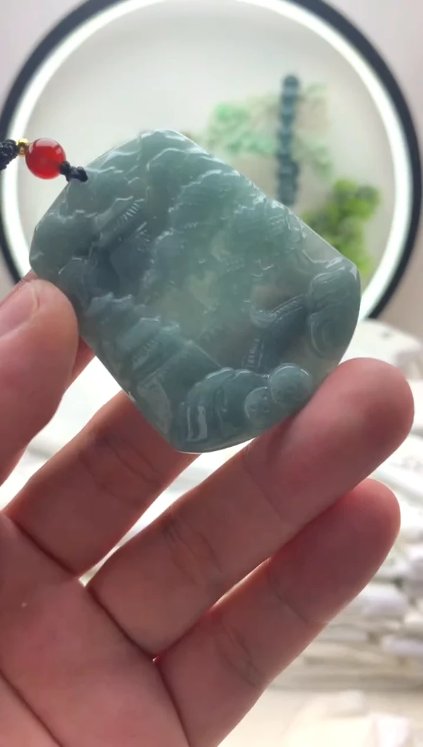 颈饰未镶嵌翡翠山水牌1