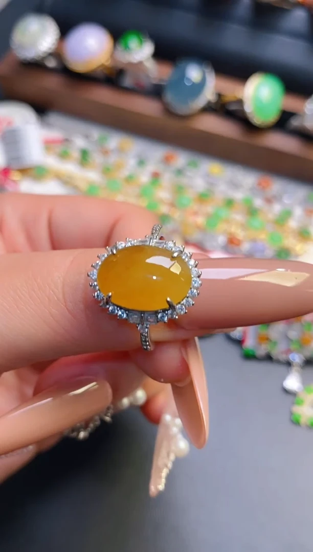 银S925镶嵌戒指翡翠天然