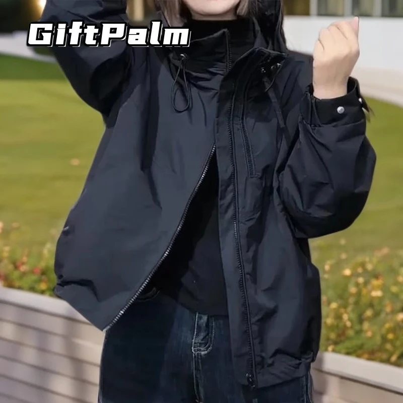 GiftPalm爆款春秋季新款女士短洋气冲锋衣短款小个子上衣夹克外套