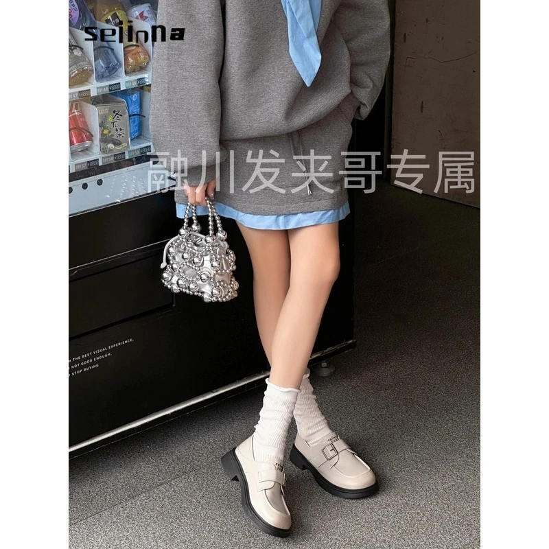（小甜心）2025秋冬新款厚底一脚蹬单鞋百搭复古乐福鞋2702