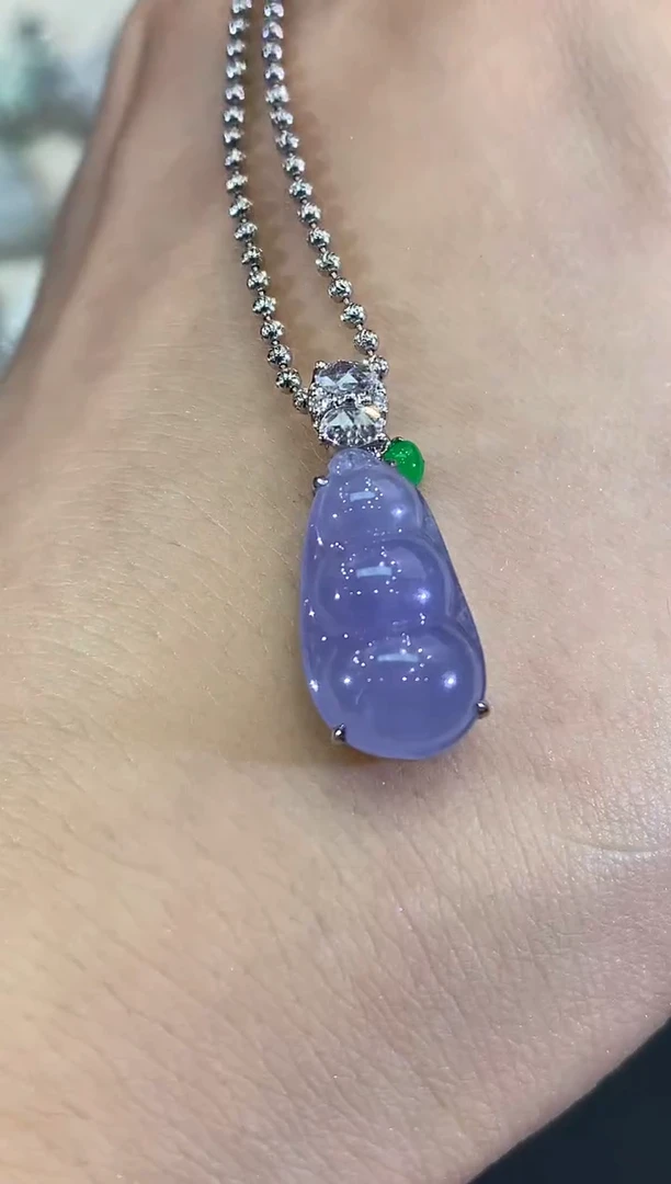 吊坠(不含链)18K金镶嵌翡翠B151 紫货有色差