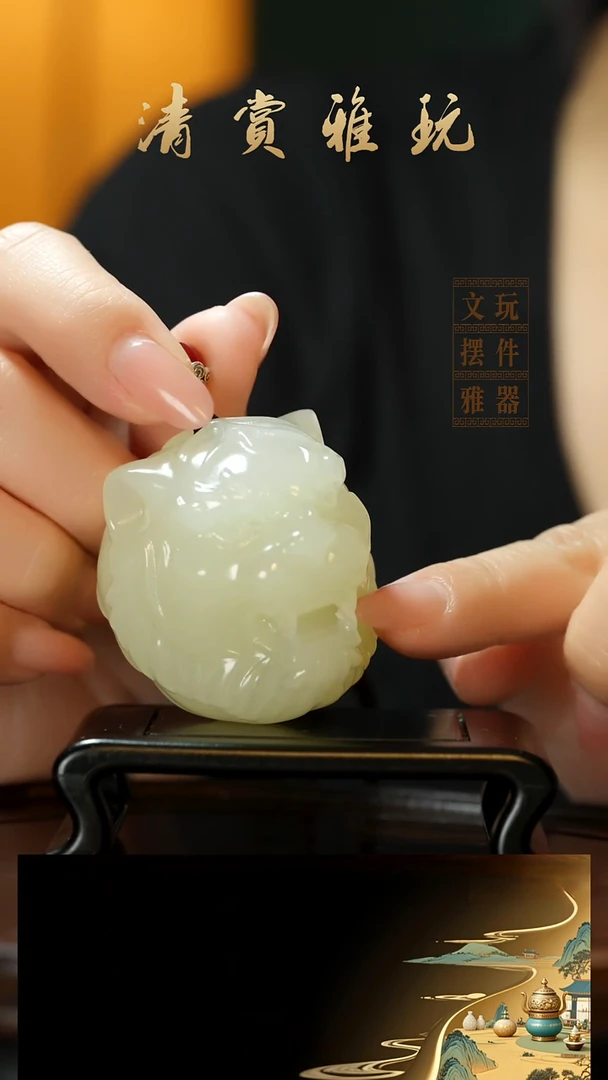 玉《虎虎生威》手把件摆件