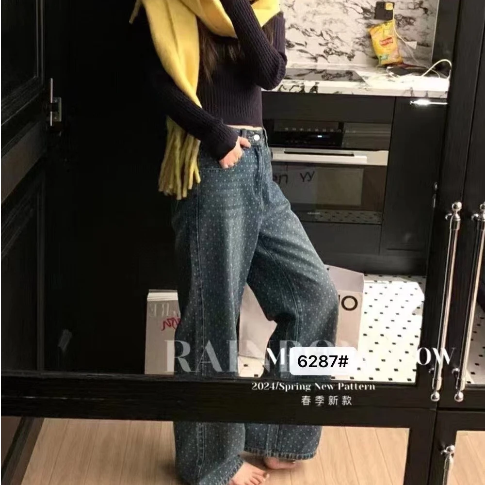 6287春款点点牛仔裤