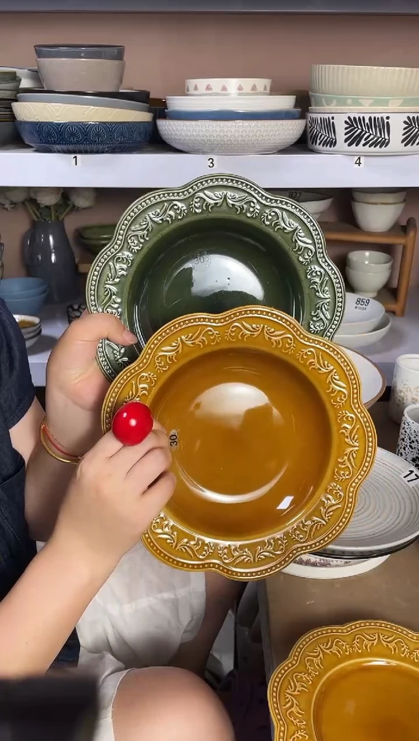 瓷（2个装）微瑕浮雕草帽碗