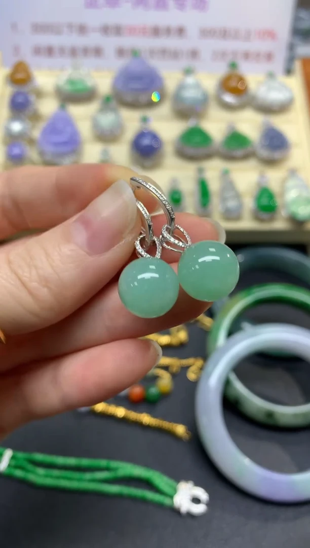 翡翠18K金镶嵌耳饰耳饰|5980+598