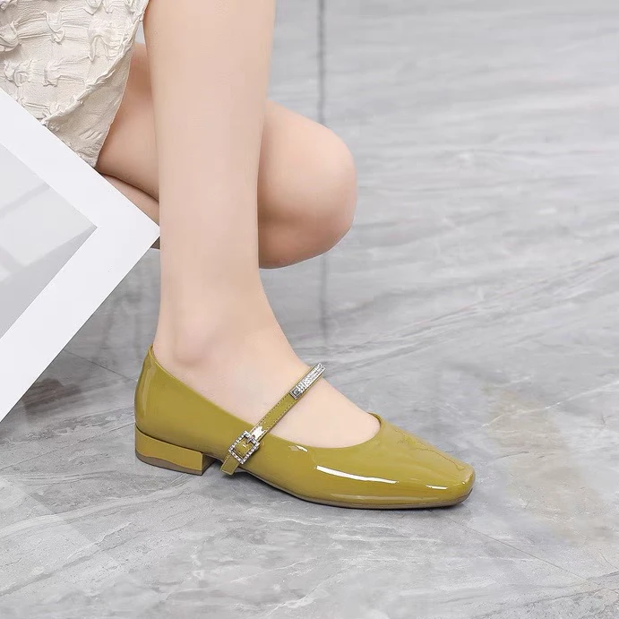 低跟牛皮玛丽珍10525869军绿