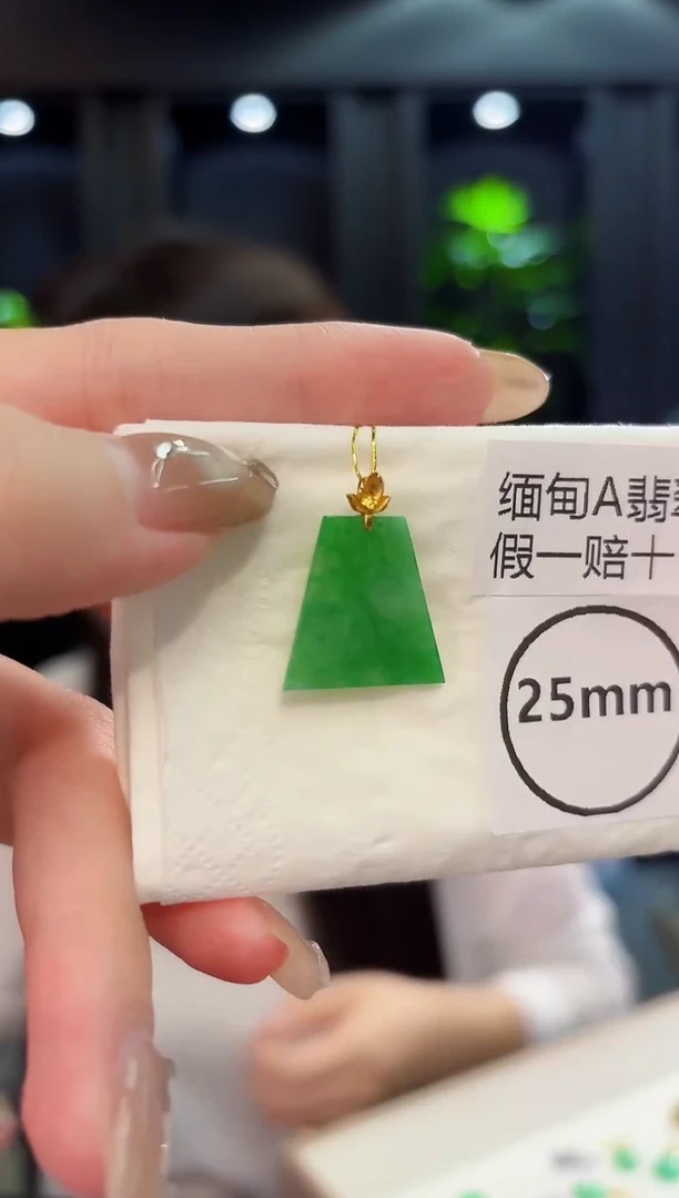 翡翠18K金镶嵌颈饰 缅料A货/支持复检/一件