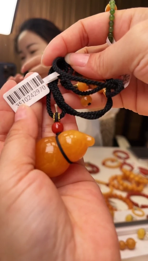 手串琥珀未镶嵌葫芦锁骨链