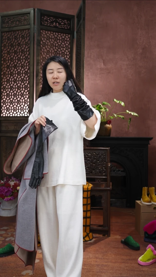 闪购光皮长款羊皮手套