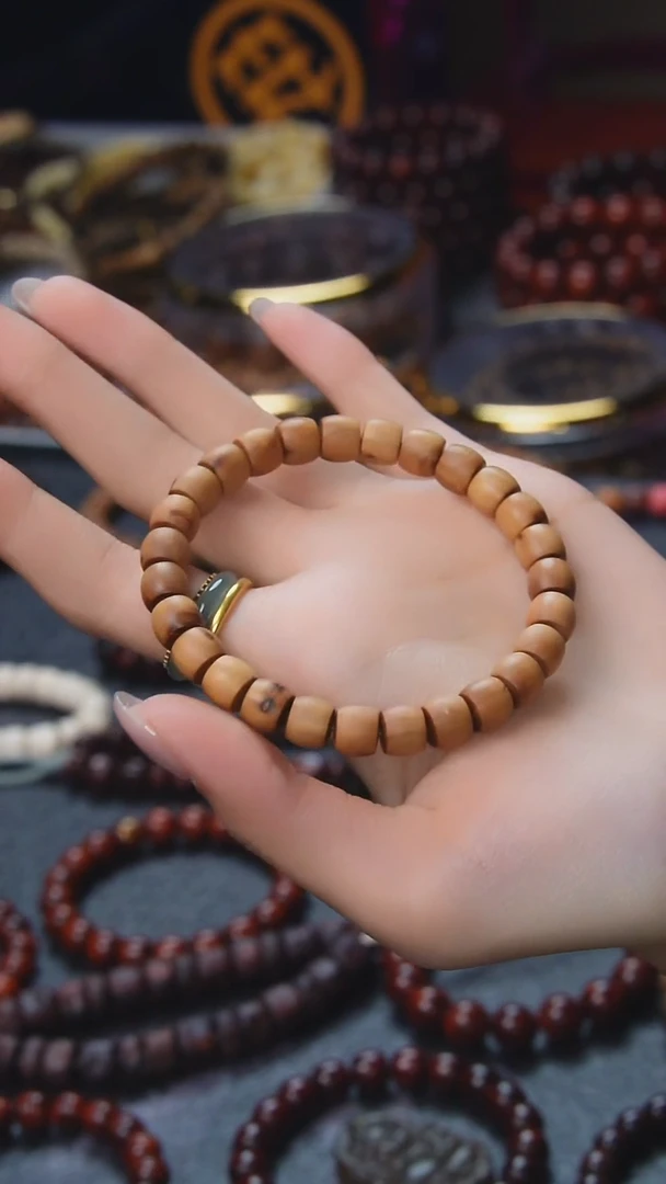 檀香木手串/手链SG008 印度老山檀7*8mm单圈 微瑕