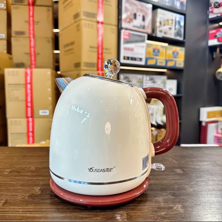 日本佑达欧式轻奢复古烧水壶加厚双层防烫304不锈钢1.7L大容量