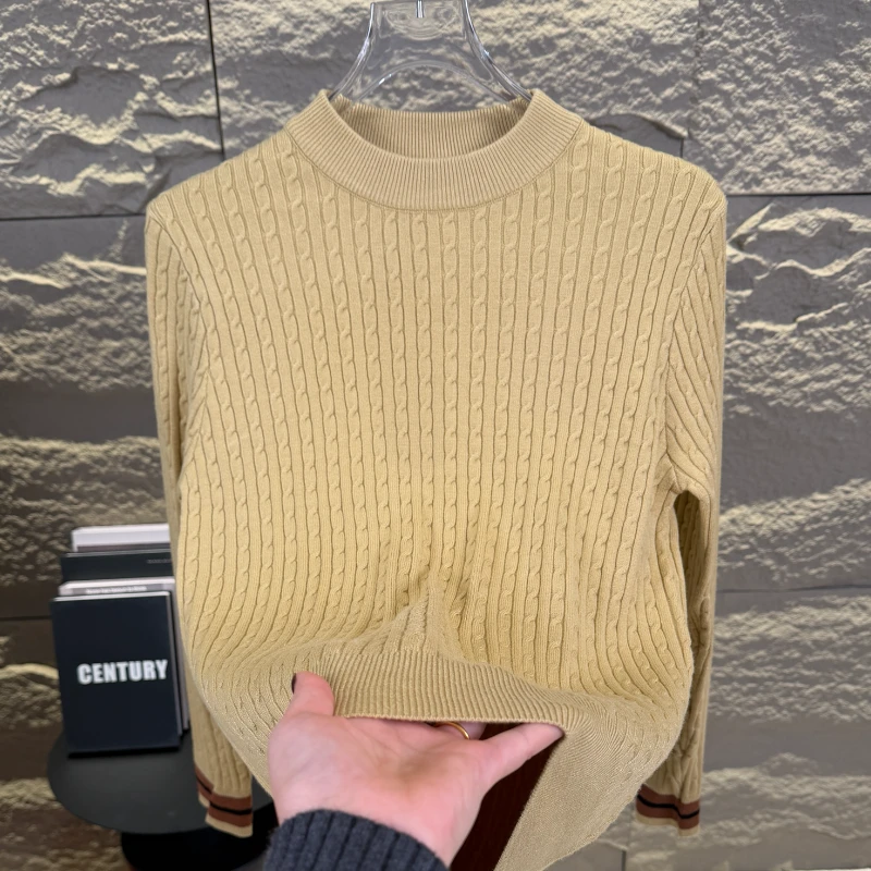 高档新款针织衫男士秋冬季休闲百搭毛衣打底衫潮流男装内搭上衣服