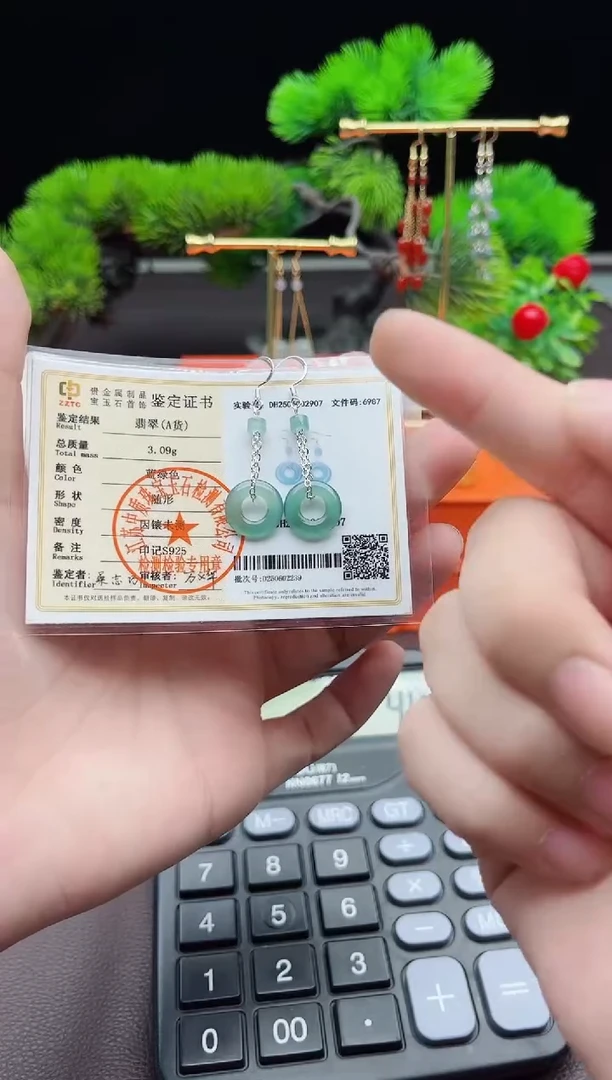 翡翠银S925镶嵌耳饰811