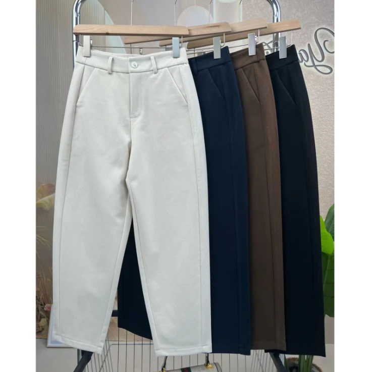 秋冬新款【镰刀裤】云柔毛呢后松紧腰简约时尚百搭显瘦休闲裤九分女