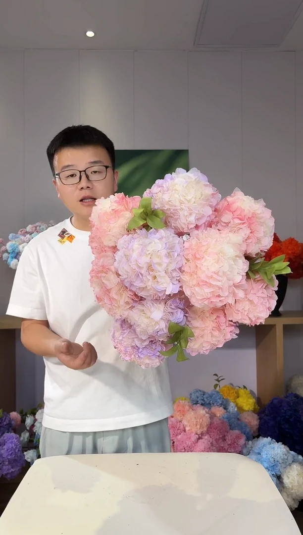 永生大叶绣球10枝 (渐变发5/渐变紫5)+送3枝小橘叶