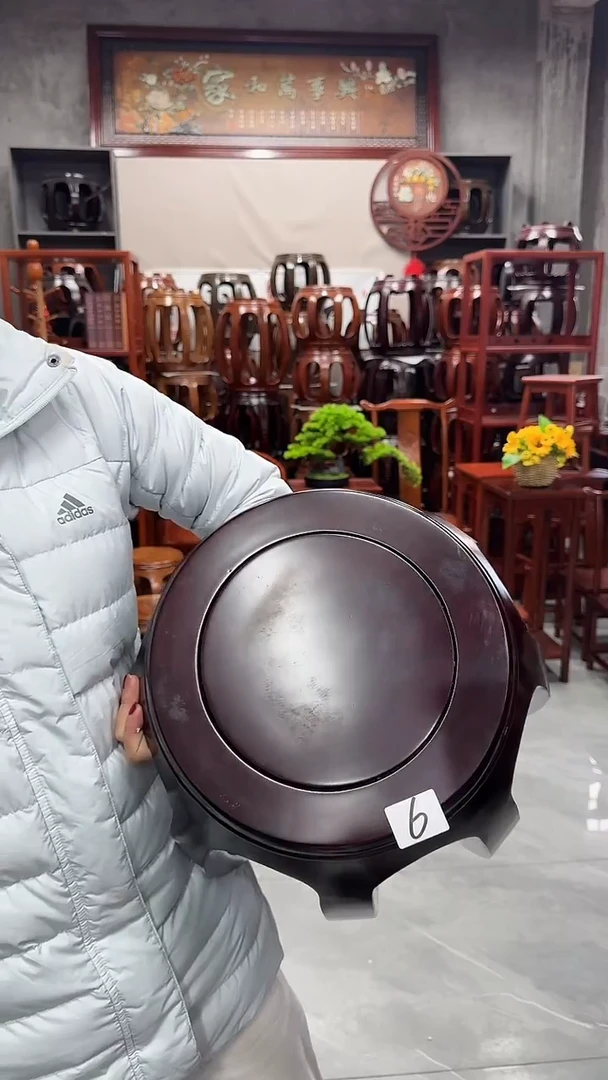 鸡翅木类家具【微瑕】酸枝色大号鼓凳6号