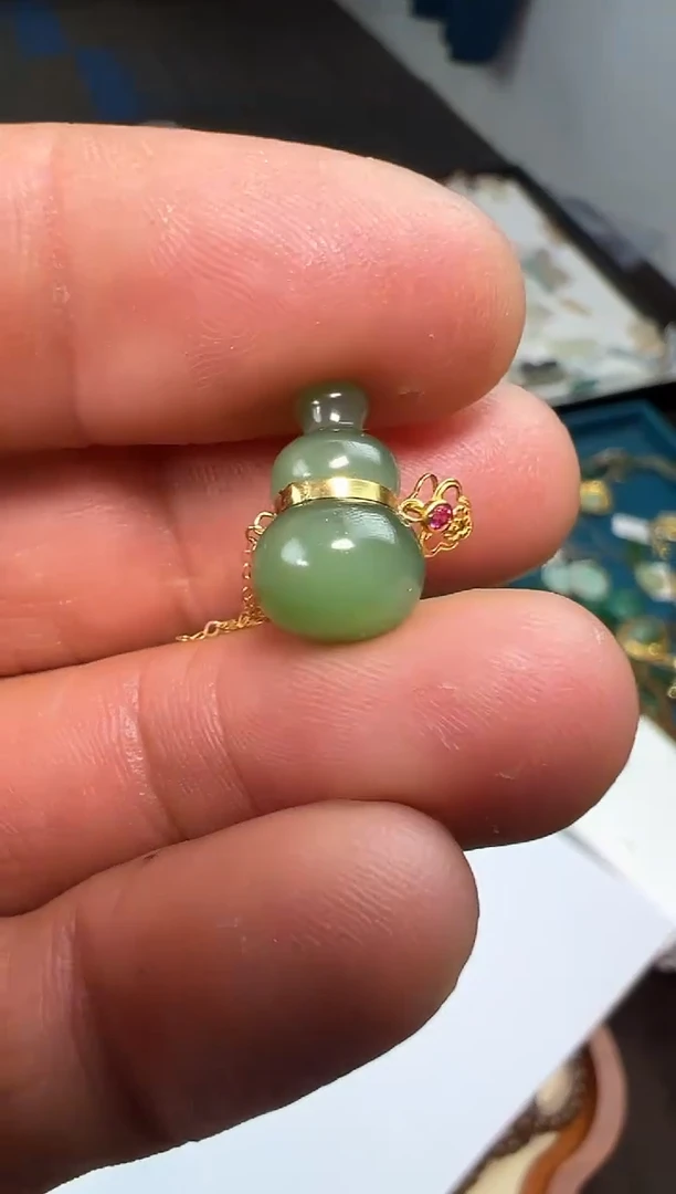 【闪购商品】和田玉吊坠18K金镶嵌和田玉吊坠多样性发货拍一发一