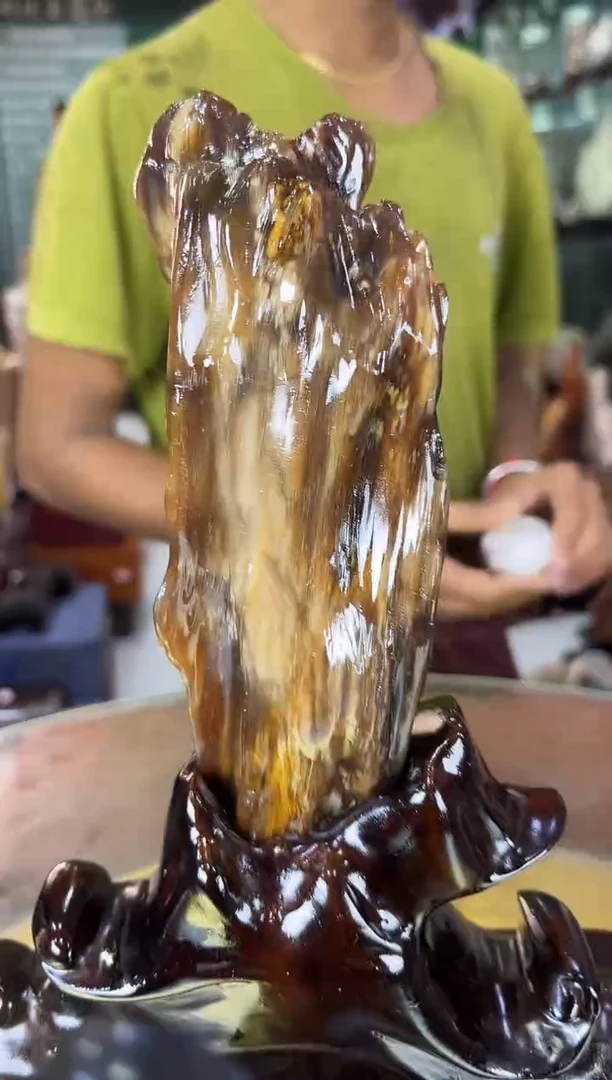 缅甸天然树化玉摆件