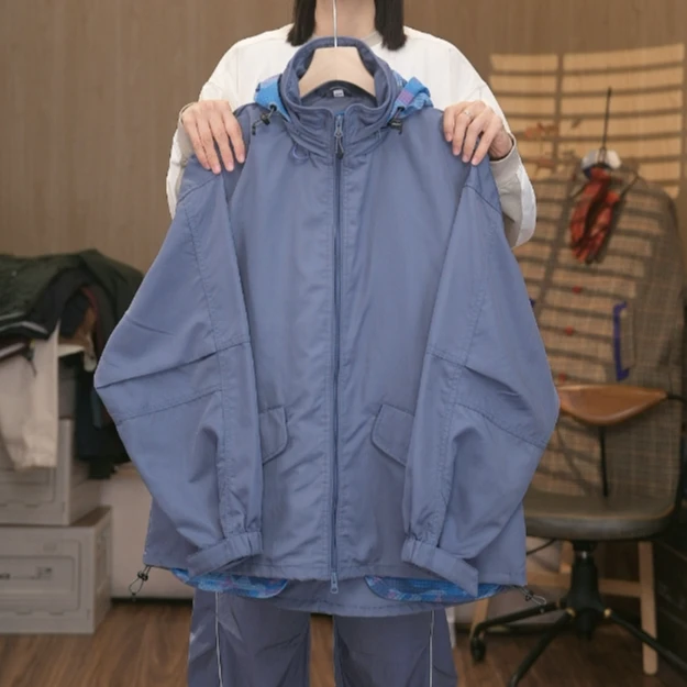 户外冲锋衣隐藏帽外套男款春秋潮牌复古工装迷彩夹克外套男女款
