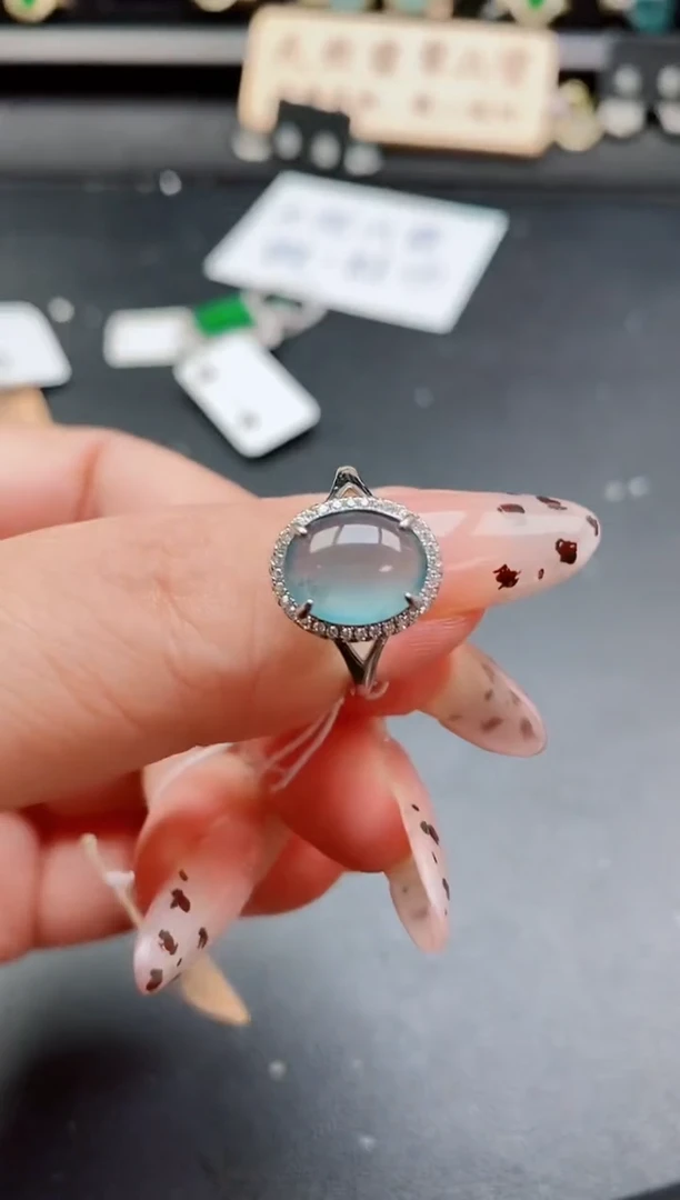 银S925镶嵌戒指翡翠1