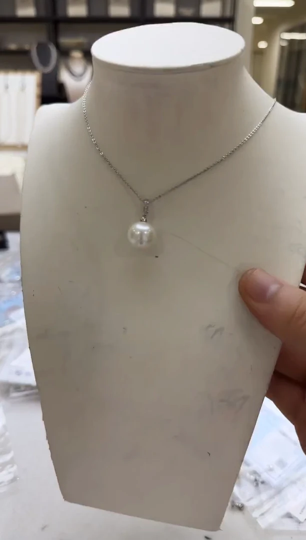 淡水珍珠银S925镶嵌吊坠(赠链)12-13mm 万能扣新品