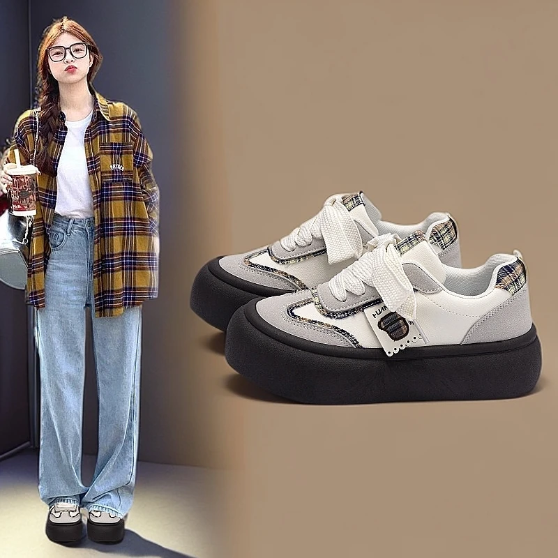 女鞋厚底板鞋ZHQ5863春季新款百搭女鞋小白鞋小众休闲鞋春秋时尚