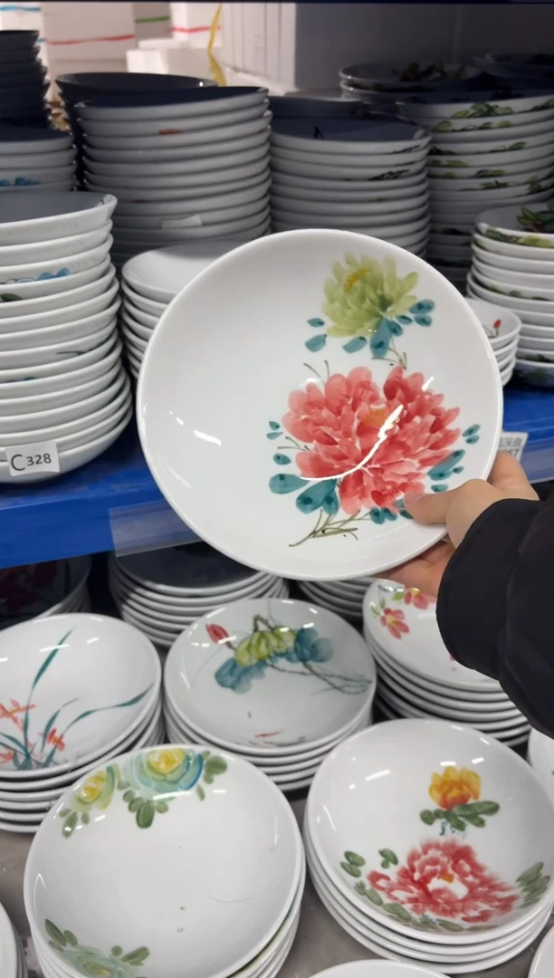景德镇高温陶瓷食品级手绘釉中彩-圆深盘