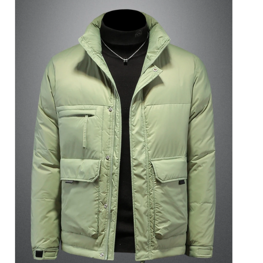 路茨梅帕立领羽绒服男装冬季新款短加厚白鸭绒纯色简约保暖外套潮