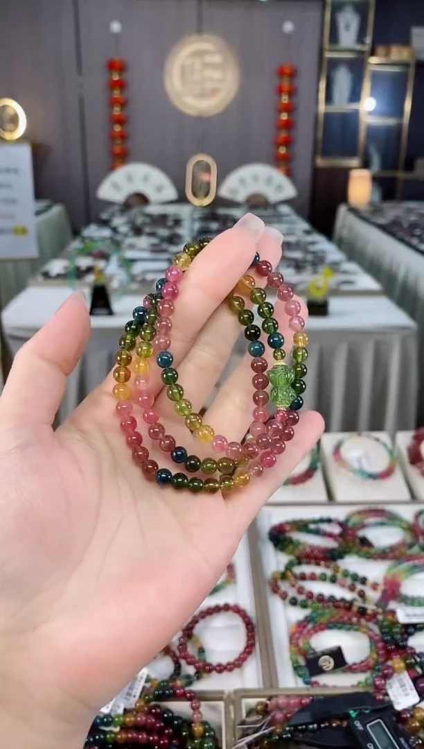 收藏级老矿碧玺三圈手串5mm+未镶嵌碧玺hon多样性发货一条